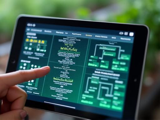 精密農業のデータ分析を示すタブレット画面
